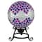 10" Purple, Pink & Silver Mosaic Floral Outdoor Garden Gazing Ball